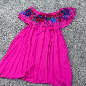 Boutique brand hot pink fiesta off the shoulder dress
